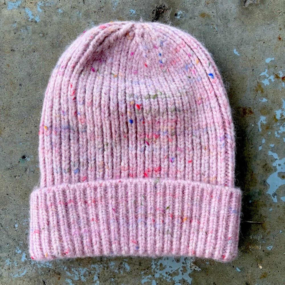 CLUB MONACO pink marled knit wool beanie hat